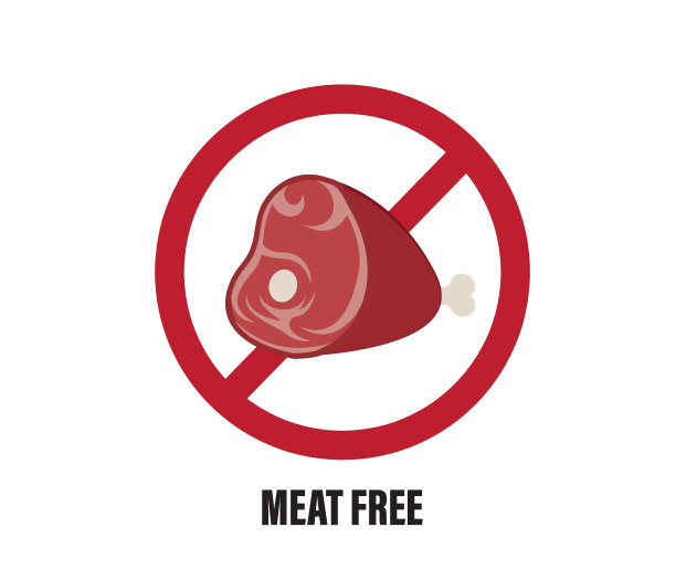 不吃肉的标签。素食主义者的饮食。白色背景上的矢量插图。图片下载