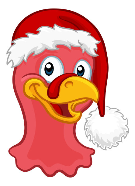 圣诞老人帽子里的火鸡圣诞感恩节卡通图片下载