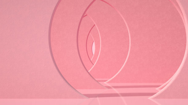 三维展览背景，五彩隧道走廊，抽象现代建筑图片下载