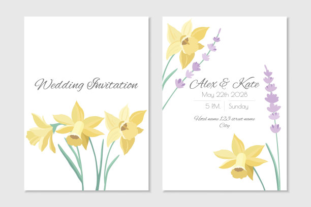 花卉春天婚礼邀请模板图片下载