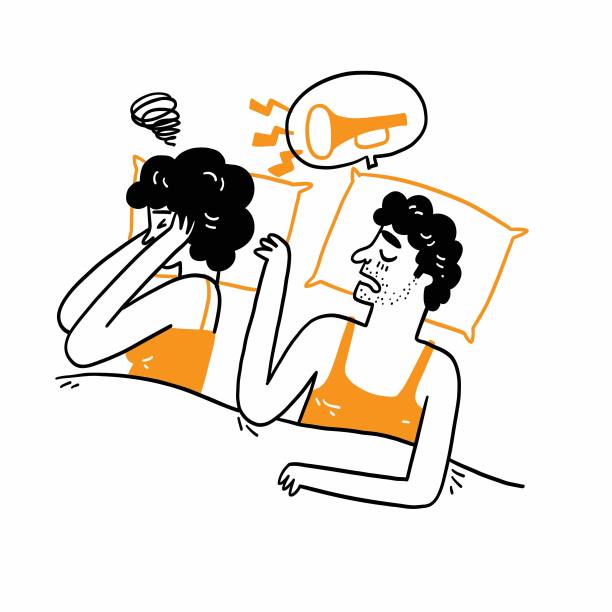 睡在床上的男人，打鼾的男人。阻塞性睡眠呼吸暂停治疗。图片下载