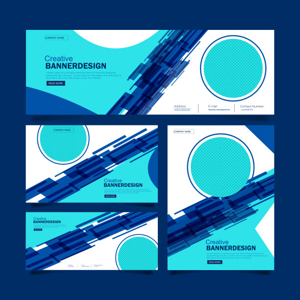 一组可编辑的方形横幅。社交媒体海报模板图片下载