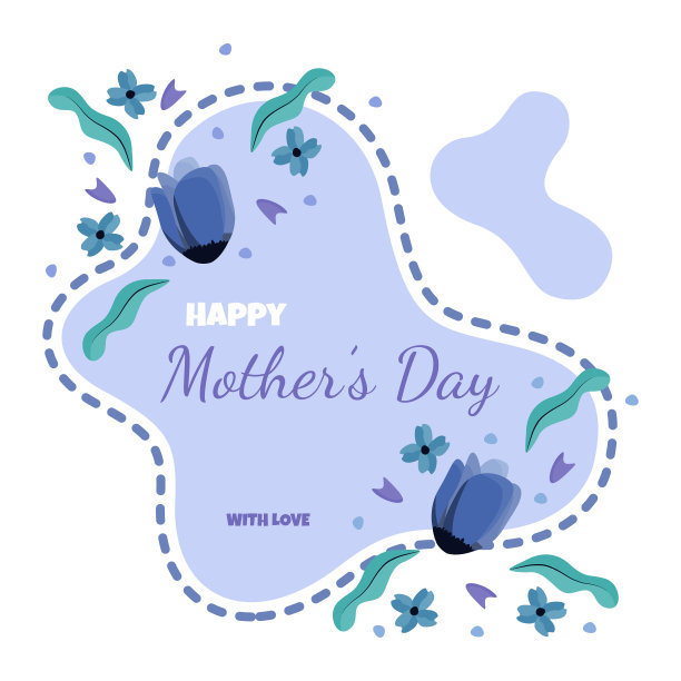 母亲节快乐花花卡片平面插图图片下载