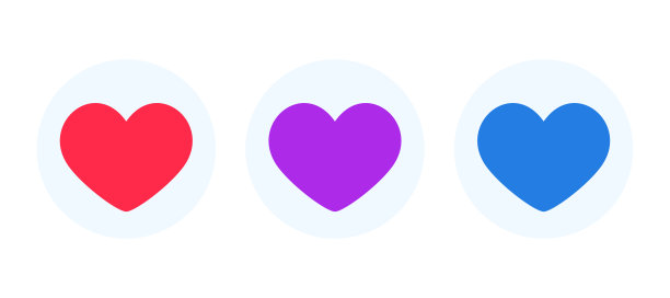 心形的喜欢。彩色的像图标或表情符号。illlustration向量图片下载