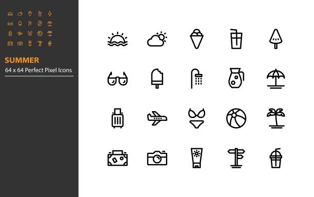 集夏季行图标集，海滩，度假，度假，大海图片下载