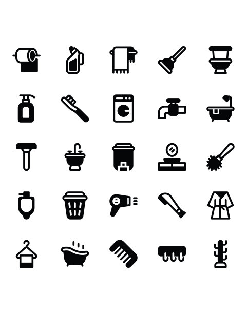 浴室图标设置30孤立在白色背景上图片下载