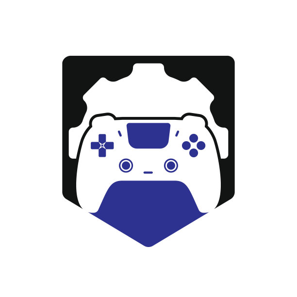 视频游戏修复矢量logo设计模板。带有齿轮图标矢量设计的手柄。图片下载