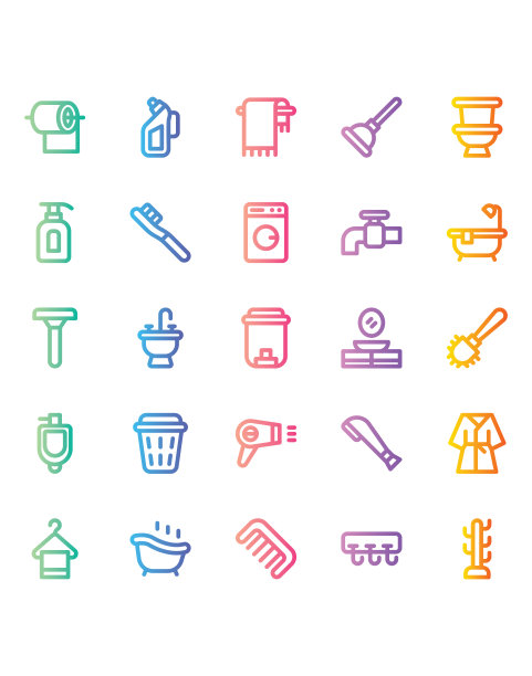 浴室图标设置30孤立在白色背景上图片下载