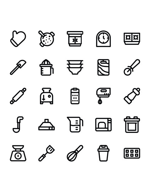 厨房图标设置30孤立在白色背景上图片下载