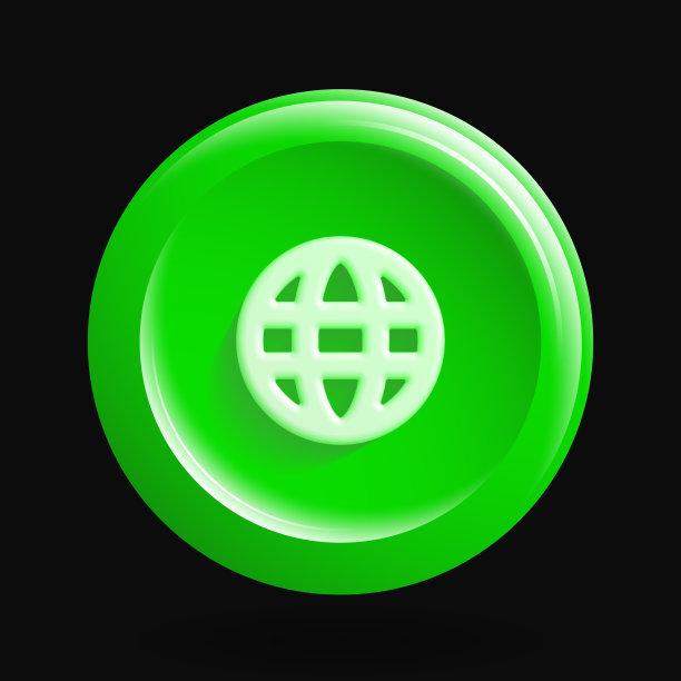绿色网络图标。互联网，网络全球孤立的3D按钮图片下载