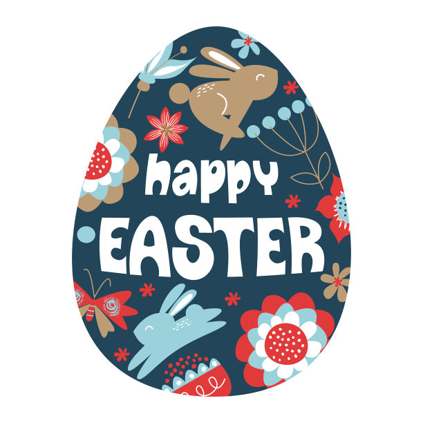 复活节快乐。一个彩绘的复活节彩蛋。图片下载
