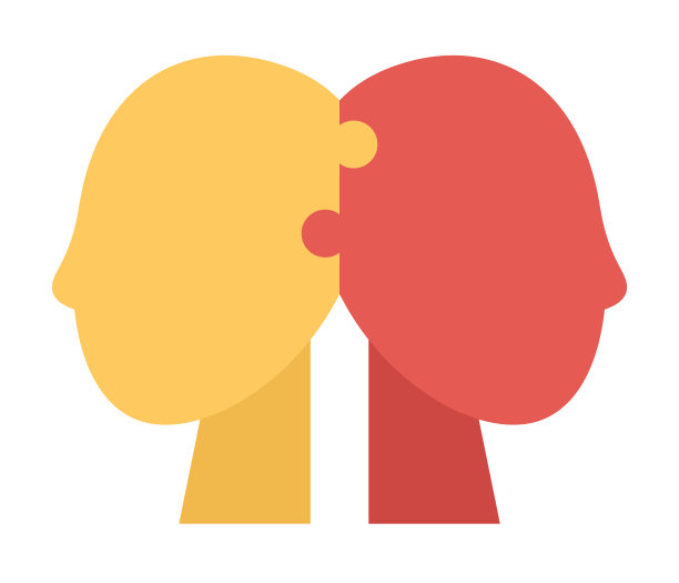 两个拼图块在形式的人的头部固体图标。心理健康。教育，知识，心理学，逻辑符号。矢量平面插图图片下载