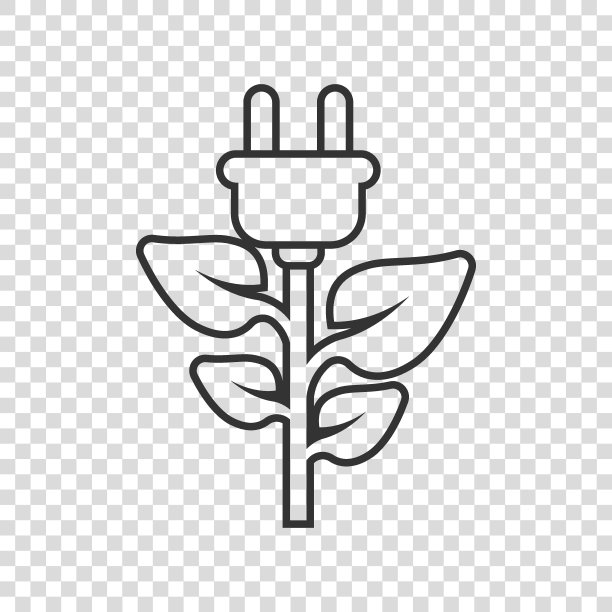 生态能源图标在平坦的风格。绿色能源矢量插图在白色孤立的背景。自然电缆的经营理念。图片下载