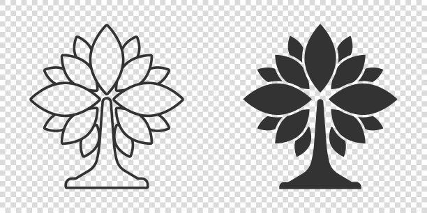 平面风格的叶子图标。植物向量插图在白色孤立的背景。花卉招牌经营理念。图片下载