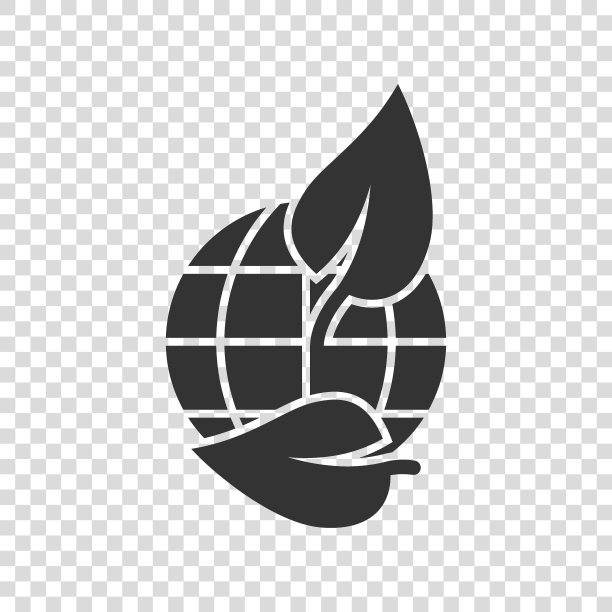 扁平风格的行星和树叶图标。世界和生态矢量图在白色孤立背景上。地球和有机商业理念。图片下载