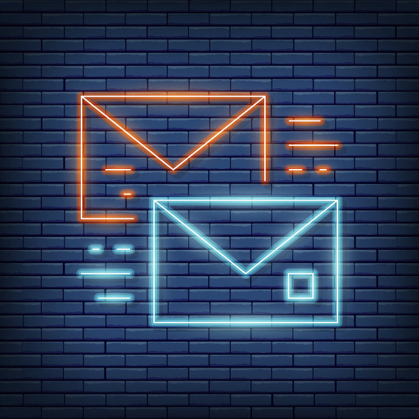 矢量字母，通讯，对话霓虹灯。霓虹灯风格的矢量插图。图片下载