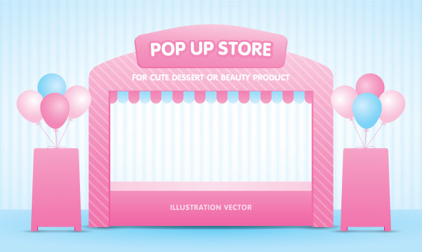 可爱的女孩甜美的粉色粉彩弹出商店图片下载