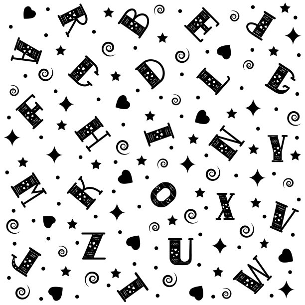 图案与字母的字母表，颜色向量插图上的白色背景图片下载