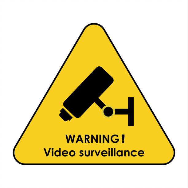 24小时视频监控。矢量视频监控标志上有铭文。空的轮廓，扁平的风格。图片下载