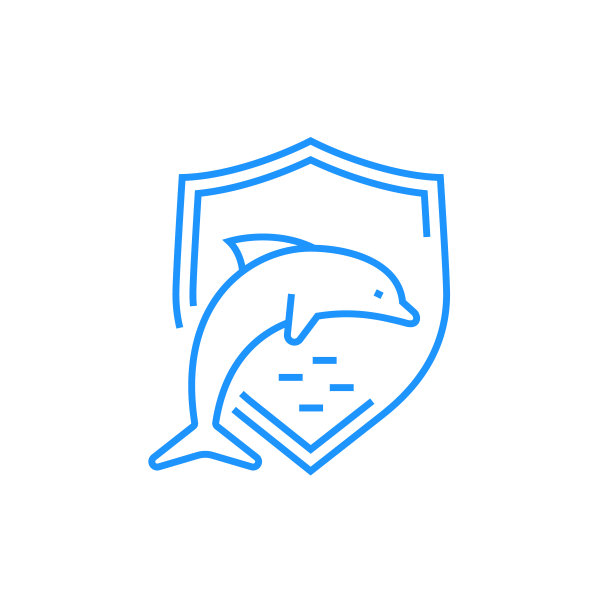 海豚保护-现代蓝线设计风格的图标图片下载