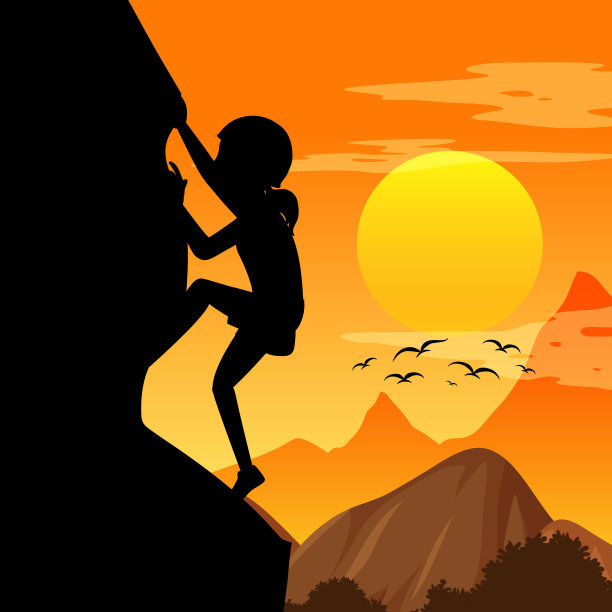 剪影攀岩背景图片下载