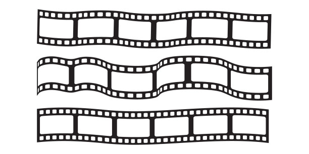电影带图标集。用于放映、电影和电影院设计的系列胶片。白色背景上的矢量插图。矢量图图片下载