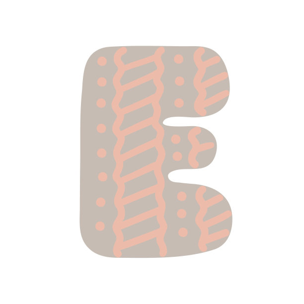 字母E的英文字母，涂鸦风格装饰用简单的抽象图案矢量插图，可爱有趣的装饰笔迹abc，手写字体字母，字母图片下载