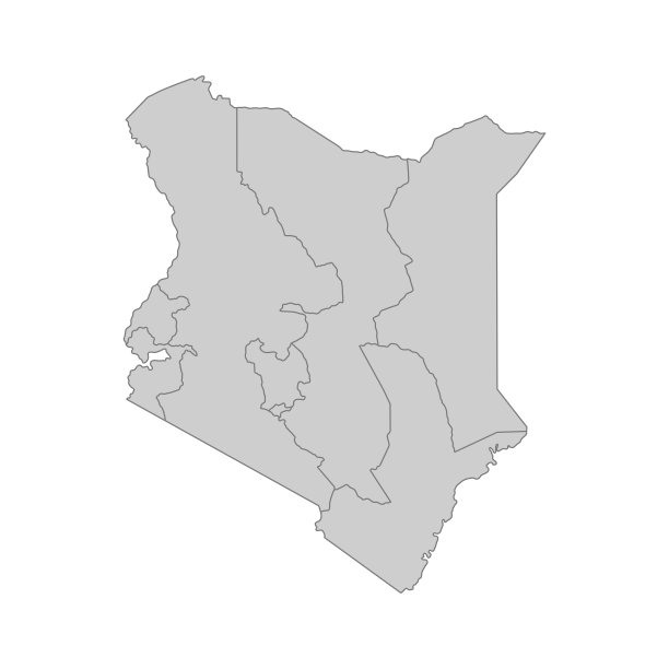 肯尼亚政治地图概略。高度详细的矢量插图。图片下载