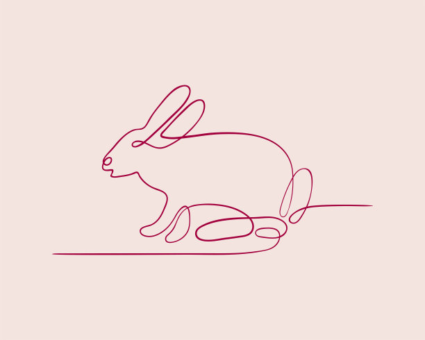 兔子一行。中国星座2023年。动物符号矢量草图图片下载