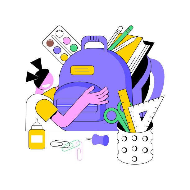 学校用品抽象概念矢量插图。图片下载