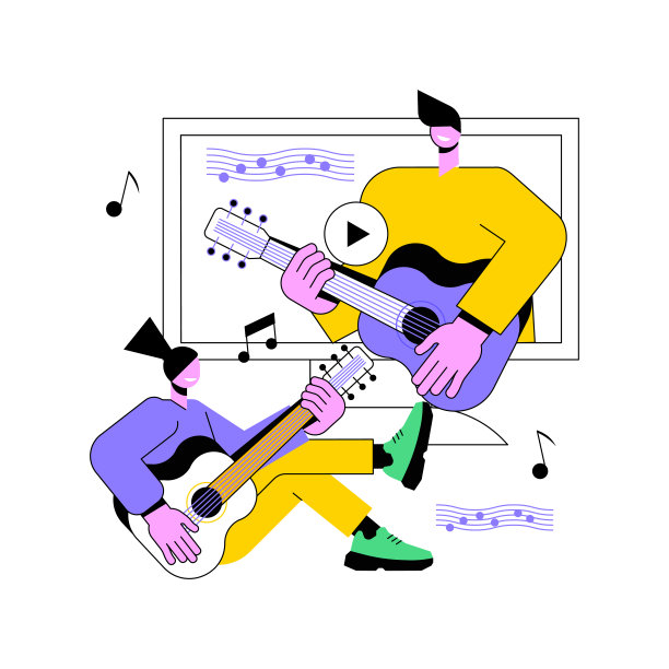 在线音乐课程抽象概念矢量插图。图片下载