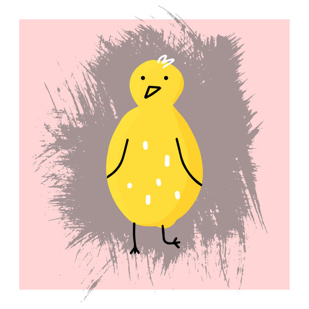 可爱的简单黄色小鸡孤立矢量手绘纹理背景图片下载
