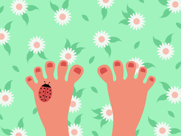 女人的脚正站在长满雏菊的绿草地上图片下载