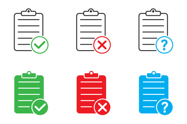 文档图标设置了问号、复选标记和十字符号。纸图标。矢量插图。图片下载