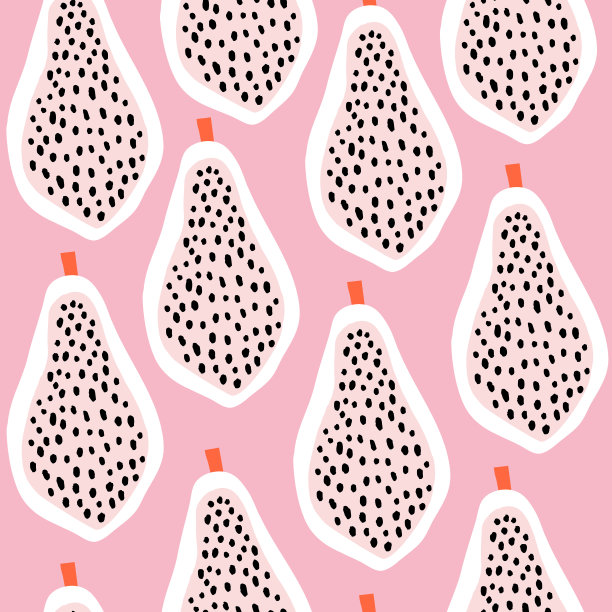 无缝水果图案与创意木瓜。淡红色夏季水果背景。非常适合布料，纺织品，服装。矢量图图片下载