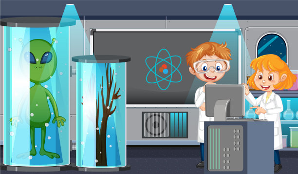 科学实验室与科学家进行化学实验图片下载