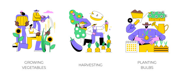 园林季节作品抽象概念矢量插图。图片下载