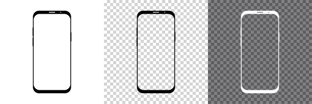 智能手机模板集。电话模型与空和白屏幕。向量EPS 10图片下载