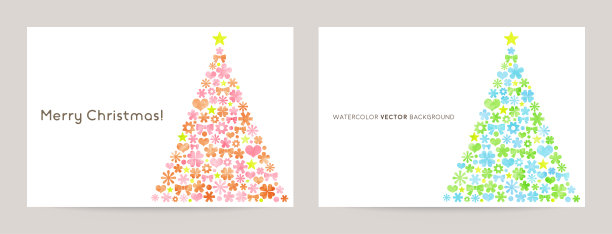 给孩子的圣诞贺卡:可爱的树插图图片下载