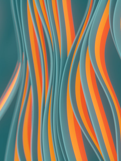 平滑波浪数字插图垂直彩色织物条纹在风中。现代几何背景。三维渲染图片下载