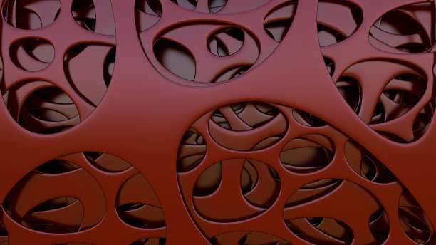 三维渲染一个抽象的有机三维红色网格背景图片下载