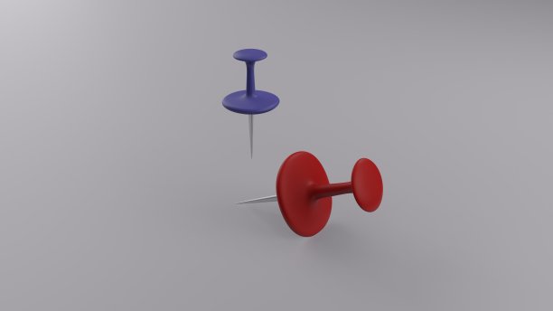 推针孤立在白色背景上。3d渲染图图片下载
