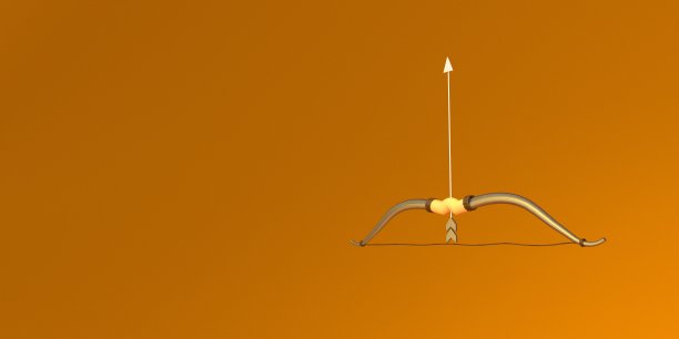 古董弓和箭孤立在黑色背景上。杜瑟赫拉，拉姆，印度教节日设计元素。逼真的风格3d渲染插图图像图片下载