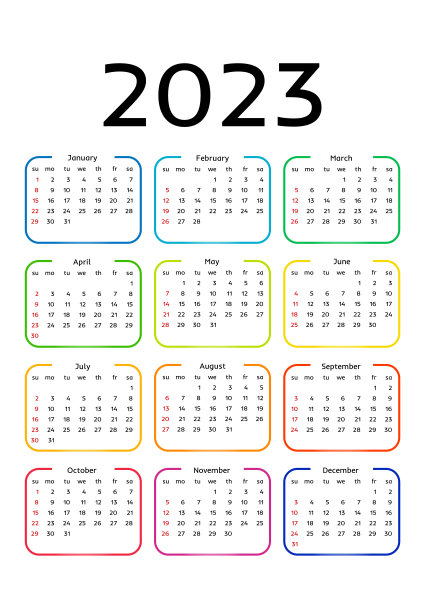 2023年日历孤立在白色背景上图片下载