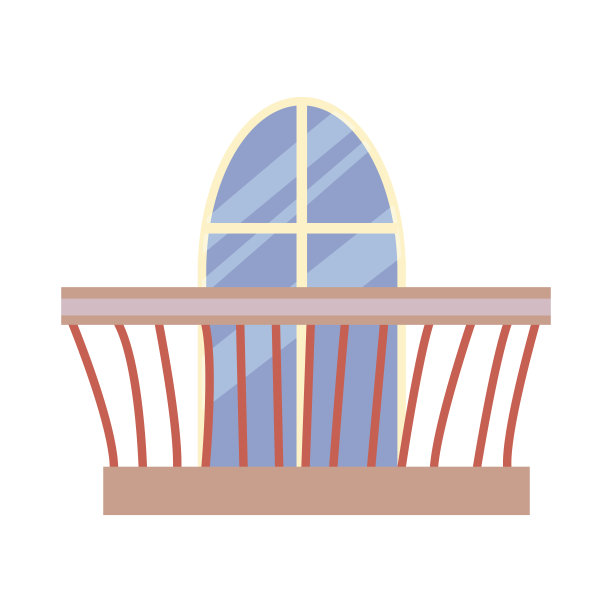 窗户和阳台。内部元素。打扫房子的正面。窗框。矢量插图孤立在白色背景上。卡通风格。图片下载