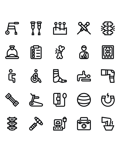 物理治疗图标设置30孤立在白色背景上图片下载