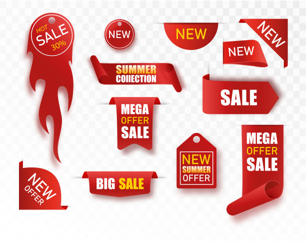向量收集夏季收集价格标签。孤立的丝带销售条幅。新收藏品的提供。图片下载
