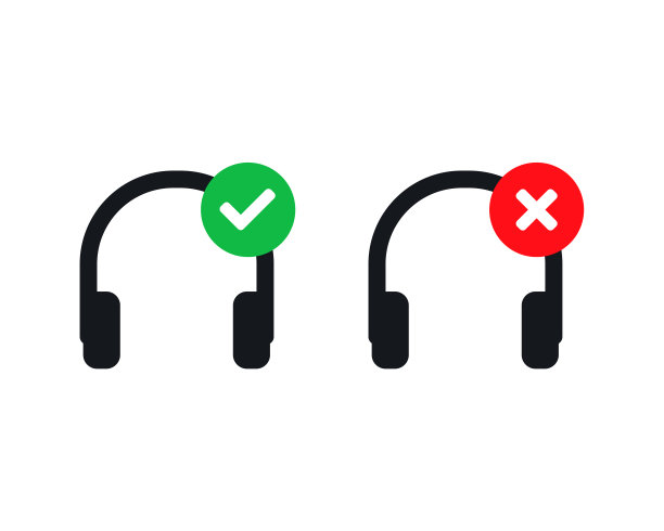 耳机检查标记图标。矢量图图片下载