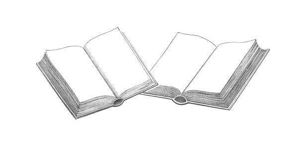 打开书，一个古董版画插图图片下载