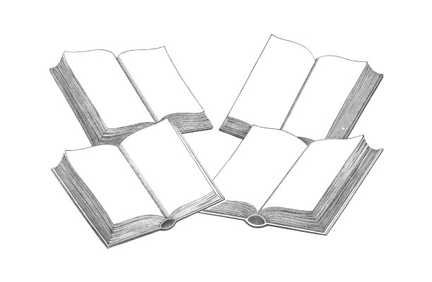 打开书，一个古董版画插图图片下载